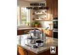 Kochtopf HENSSLERS "HENSSLERS Edelstahl-Topf-Set inkl. Grillzange & Pastasieb", silber (silberfarben), 10 l, Töpfe, Kochtopf