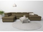 Wohnlandschaft OTTO HOME "Alberto U-Form, B: 350 cm, mit Kopfteilverstellung, XXL-Sofa", grün (olive), B:350cm H:73cm T:228cm, Luxus-Microfaser in Lederoptik (100% Polyester);Microfaser in Antiklederoptik (100% Polyester);Luxus-Microfaser Vintageoptik (100% Polyester);Luxus-Microfaser weich (90%Polyester 10%Polyamid), Sofas, Wohnlandschaft, optional mit Schlaffunktion, Couch mit Lederoption