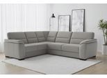 Ecksofa SIT & MORE "Montego L-Form, B: 256 cm, große Stoffauswahl, Komfortsitzhöhe 46 cm", grau, B:255cm H:88cm T:225cm, 100% Polyester, Sofas, Ecksofa, mit Schlaffunktion und Schubkasten mit Stauraum