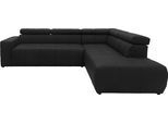 Ecksofa DOMO COLLECTION "BRANDON bequem, Breite 275cm, L-Form, auch in Leder", schwarz, B:275cm H:80cm T:228cm, Luxus-Kunstleder;100% Polyurethan, Sofas, Ecksofa, inklusive Kopfteilverstellung, wahlweise mit Sitztiefenverstellung