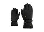Skihandschuhe ZIENER "KEAKA-Z AQUASHIELD PrimaLoft DAMEN", Damen, Gr. 8,5, schwarz.gold art, Materialmix, Handschuhe Skihandschuhe, wasserdicht, winddicht, atmungsaktiv, extra warm, Plüschfutter