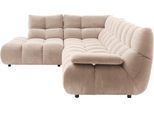 Ecksofa HOME AFFAIRE "Cozy Bubble, mit klappbarer Armlehne, Breite 324 cm", beige (sand), B:324cm H:85cm T:211cm, 95% Polyester, 5% Nylon, Sofas, Ecksofa, mit eleganter Steppung, Rundumbezug & weicher Polsterung