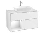Villeroy und Boch Finion Waschtischunterschrank F771GFGF 100cm, Abdeckplatte white matt, Regale Glossy white lacquer, Glossy white lacquer