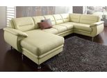 Wohnlandschaft SIT & MORE "Mailand U-Form, B: 312 cm, XXL-Couch mit Komfortpolsterung", beige (creme), B:312cm H:85cm T:179cm, NaturLEDER (echtes Rindleder)/Korpus passendes Kunstleder Softlux;Luxus-Microfaser Altara Nubuck (100% Polyester);Kunstleder Softlux;Luxus-Kunstleder, Sofas, Wohnlandschaft, optional Schlaffunktion, Liegefl. 122x247 cm, diverse Lederqualitäten