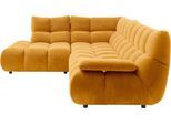 Ecksofa HOME AFFAIRE "Cozy Bubble, mit klappbarer Armlehne, Breite 324 cm", gelb (gold), B:324cm H:85cm T:211cm, 95% Polyester, 5% Nylon, Sofas, Ecksofa, mit eleganter Steppung, Rundumbezug & weicher Polsterung