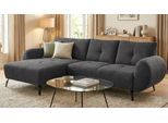 Ecksofa OTTO HOME "Viiborg 261 x 140 cm, mit Steppungen, elegant, modern", grau (dunkelgrau), B:261cm H:82cm T:140cm, 100% Polyester, Sofas, Ecksofa, L-Form, pflegeleichter Bezug, hohe Füße - passend für Saugroboter