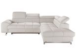 Ecksofa COTTA "Chef L-Form, B: 257cm, Leder, inkl. Kopfteilverstellung", weiß (altweiß), B:257cm H:72cm T:206cm, Luxus-Microfaser (100% Polyester);Kunstleder Softlux;Leder Advantage (abgedecktes Spalt-Rindsleder), Rückseite mit schwarzem Spannstoff bezogen;NaturLEDER (echtes Rindsleder), Rückseite mit schwarzem Spannstoff bezogen, Sofas, Ecksofa, optionale Schlaffunktion, moderne Metallkufen H 12c