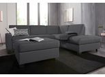 Ecksofa DOMO COLLECTION "Florentina zeitlos und elegant, Sitznähte als Designelement, L-Form", grau, B:243cm H:84cm T:209cm, Struktur fein (100% Polyester);Luxus-Microfaser (100% Polyester);Luxus-Microfaser in Chenille-Optik (100% Polyester);Microvelour (100% Polyester);Webstoff (100% Polyester), Sofas, Ecksofa, wahlweise mit Bettfunktion, mit Kontrastnaht, Komfortsitzhöhe 47cm