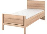 Holzbett MUSTERRING "Sorrent, Bettgestell, Bettrahmen, teilmassiv Eiche", braun (weiß, neutral), B:90cm L:210cm, Betten, Holzbett, Eiche teilmassiv, Liegehöhenverstellung, Stollenfußteil