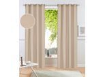 Vorhang OTTO HOME "Raja" Gr. 5, beige (sand), B:140cm H:265cm, Polyester, Recyceltes Material, Gardinen, Vorhang, einfarbig, Einfache Montage, Pflegeleicht, Ösen, 2 er Pack, uni