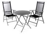 Garten-Essgruppe VCM "3-tlg. Set Gartenmöbel Sitzgruppe Tisch Stuhl", schwarz, B:56cm T:65cm, Obermaterial: 100% Metall MT., Sitzmöbel-Sets, Garten-Essgruppe