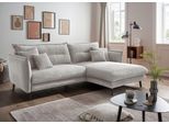 Ecksofa HOME AFFAIRE "Levke, 255 x 180 cm, modern und bequem", silber, B:255cm H:94cm T:180cm, 93% Polyester, 7% Polyamid, Sofas, Ecksofa, Cord, L-Form, inkl. Rücken- und Zierkissen
