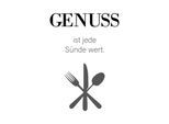 Wanddekoobjekt QUEENCE "GENUSS", schwarz, B:20cm H:30cm T:0,1cm, Stahl, Wanddekoobjekte, Wanddekoobjekt, Stahlschild, Blechschild, Spruch, Witzig, Wanddeko, retro, 20x30cm