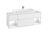 Villeroy und Boch Finion Waschtischunterschrank G211GFGF 160cm, Abdeckplatte white matt, Emotion, Regale Glossy white lacquer, Glossy white lacquer