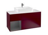 Villeroy und Boch Finion Waschtischunterschrank G161GKHB 120cm, Abdeckplatte white matt, Emotion, Regal links Anthracite matt, Peony Matt