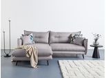 Ecksofa HOME AFFAIRE "Levke, 255 x 180 cm, modern und bequem", grau (grau, zierkissen blumenmuster), B:255cm H:94cm T:180cm, 100% Polyester, Sofas, Ecksofa, Struktur fein, L-Form, inkl. Rücken- und Zierkissen