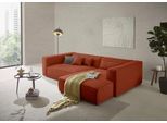Ecksofa "PIARA XXL Struktur u. Leinenoptik, Big-Sofa, L-Form", orange (kupfer), B:288cm H:66cm T:198cm, 100% Polyester, LEGER HOME BY LENA GERCKE, Sofas, Ecksofa, wahlweise Ottomane rechts/links, Kedernaht, extra tiefe Sitzfläche