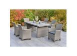 Gardenson , Grau , Holz, Metall, Kunststoff , Akazie , Hartholz , Füllung: Polyurethan (Pur) , rechteckig , FSC 100% ,