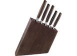 Homeware Profession. Messerblock , Eschefarben, Edelstahlfarben , Holz, Metall , 6-teilig , Esche , massiv , Lfgb , wasserabweisendes Pakkaholz , Küchenmesser, Messerblöcke