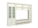 Wohnwand OTTO HOME "Soeren, 1 TV-Lowboard, 1 Wandregal, 1 Bücherregal, 1 Vitrine", cremeweiß, B:278cm H:220cm T:45cm, Massivholz, Kastenmöbel-Sets, Wohnwand, aus massiver Kiefer, T/B/H 45cm/278cm/220cm