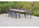 Garten-Essgruppe MERXX "»Paxos«", grau (grau, grau, graphit), Aluminium, Massivholz, Polyester, Sitzmöbel-Sets, Garten-Essgruppe, Ausziehtisch: LxB: 180-250 x 100 cm