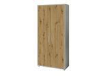Mid.you , Grau, Eiche Artisan , Holzwerkstoff , 4 Fächer , 84.4x185.6x33 cm , erweiterbar, in verschiedenen Größen erhältlich, abschließbar ,