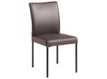 Livetastic Stuhl , Cappuccino , Metall, Leder , Echtleder , Büffelleder , eckig , 45.5x86x57.5 cm , Esszimmer, Stuhl, Lederstuhl