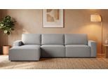 LOUNGE Ecksofa in Silber Grau von BRUNO | Großzügig & seitlich ausklappbar