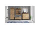 , Eichefarben, Grau , Holzwerkstoff , 2 Schublade(n) Schubladen , 262x200.5x45 cm ,