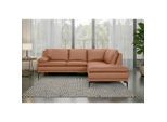 P & B Ecksofa, Cognac, Leder, Echtleder, Büffelleder, 248x221 cm, Wohnzimmer, Sofas & Couches, Sofas, Ledersofas