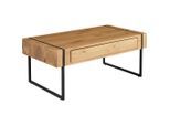 Carryhome Couchtisch, Schwarz, Eiche, Holz, Metall, Holzwerkstoff, Eiche, furniert, massiv, 1 Schublade(n) Schubladen, rechteckig, U-Form, 59.4x45x110 cm, Stauraum, einfacher Aufbau, Wohnzimmer, Wohnzimmertische, Couchtische, Couchtische mit Stauraum