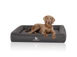 Knuffelwuff Orthopädisches Hundebett aus Velours mit Handwebcharakter Yukon anthrazit XL