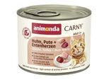 animonda Carny Nassfutter Katze Adult Huhn, Pute und Entenherzen 24x200 g