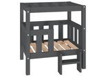 VidaXL erhöhtes Hundebett aus Kiefernholz grau 43 cm, 70 cm, 43 cm