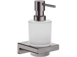 hansgrohe AddStoris Seifenspender 41745340 Wandmontage,200 ml, Glaseinsatz, Metall, brushed black chrome