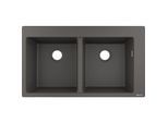 hansgrohe Einbauspüle 43316290 880 x 510 mm, 2 Hauptbecken, Hahnlöcher vordefiniert, steingrau