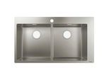 Hansgrohe S711-F765 Einbauspüle 43303800 edelstahl, 37x37cm, 2 Becken, Hahnloch vorgebohrt
