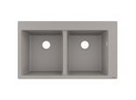 hansgrohe Einbauspüle 43316380 880 x 510 mm, 2 Hauptbecken, Hahnlöcher vordefiniert, betongrau