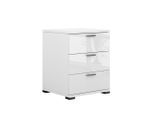 Vicco Nachttisch, Weiß Hochglanz, Holzwerkstoff, 3 Fächer, 3 Schubladen, Rechteckig,Rechteckig, 46.2x60x42 cm, Schlafzimmer, Nachttische