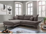 Ecksofa HOME AFFAIRE "Lava modern & bequem, Breite 255cm, tolle Detailverarbeitung", grau (grau, braun), B:255cm H:94cm T:180cm, Sofas, Ecksofa, Armlehnen verstellbar