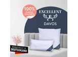 3-Kammer-Kopfkissen EXCELLENT "Davos", weiß, B:40cm L:80cm, Bezug: 100% Baumwolle. Füllung Außenkammer: 100% Gänsedaunen. Füllung Innenkammer: 100% Gänsefeder, Kopfkissen, 3-Kammer-Kopfkissen, mit 100% Gänsedaunen in den Außenkammern gefüllt