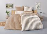 Wendebettwäsche OTTO HOME "Greta in verschiedenen Qualitäten", beige, B/L: 135cm x 200cm, 1 Stk., 1 Stk., Fleece, B/L: 40cm x 80cm, 2, Fleece, Obermaterial: 100% Polyester, Bettwäsche, Wendebettwäsche, Bettwäsche mit Streifen, ab 135x200 cm, NEU: auch in Fleece Qualität