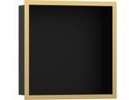 hansgrohe XtraStoris Wandnische 56098990 30x30x10cm, mit Designrahmen, mattschwarz, polished gold optic