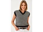 Zebra-Muster V-Ausschnitt Ärmelloser Crop Sweater-Weste