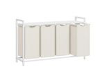 Mid.you Wäschekorb, Weiß, Beige, Metall, Textil, Holzwerkstoff, 160 L, rechteckig, 116x72x33 cm, zusammenfaltbar, Ordnen & Aufbewahren, Wäschekörbe & Tonnen