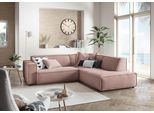 Ecksofa 3C CANDY "Matteo in elegant, kubischer Formensprache, bequem, L-Form", rosa, B:254cm H:72cm T:224cm, 88% Polyester, 12% Polyacryl, Sofas, Ecksofa, mit auffälliger Kedernaht, Cord-Bezug, Lounge-Charakter