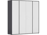 Kleiderschrank RAUCH "VOYAGER Garderobe Wäscheschrank Schlafzimmer", schwarz-weiß (alpinweiß, graumetallic, griffe weiß), B:187cm H:194cm T:53cm, Holzwerkstoff, Schränke, Kleiderschrank, mit 2 modernen Griffvarianten, viel Stauraum MADE IN GERMANY