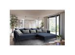 Mid.you , Dunkelblau , Textil , Füllung: Schaumstoffflocken,Schaumstoffflocken,Schaumstoffflocken , Ottomane rechts, L-Form , 321x187 cm , Made in EU , Rücken echt ,