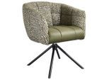 Novel Armlehnstuhl, Grün, Schwarz, Metall, Textil, Drehkreuz, 67x80x65 cm, Sitzfläche 360° drehbar, Esszimmer, Stühle, Esszimmerstühle, Armlehnenstühle