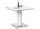 Carryhome Esstisch, Grau, Weiß, Edelstahl, Holzwerkstoff, quadratisch, Säule, Bodenplatte, 80x76x80 cm, Esszimmer, Tische, Esstische, Esstische quadratisch